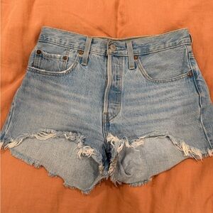 Levi's 501 Light Blue Frayed denim Jean Shorts 27